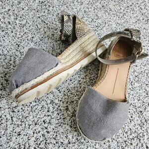 Dolce Vita Faux Snakeskin Canvas Platform Espadrille Size 6.5